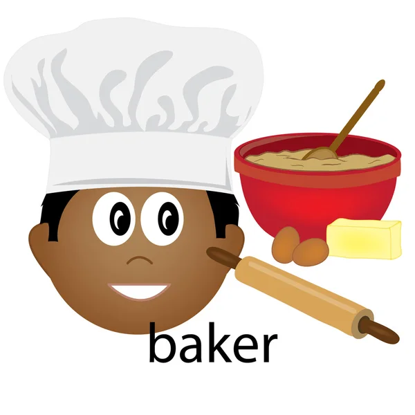 Clip Art Illustration of an Ethnic Baker Job Icon — Stock Photo, Image