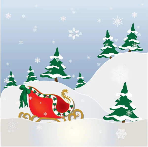 剪贴画插图的圣诞老人的雪橇 — 图库照片