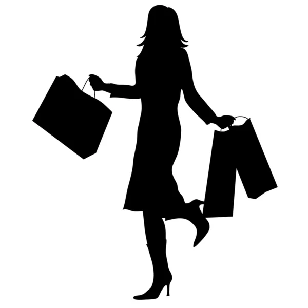 Clip Art Illustration of the Silhouette of a Woman with Shopping ...