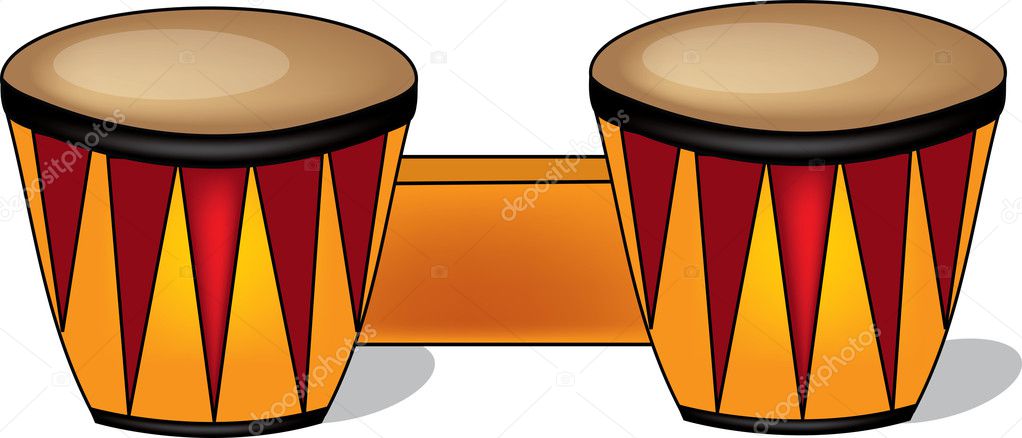 Clip Art Illustration of Wooden Bongo Drums