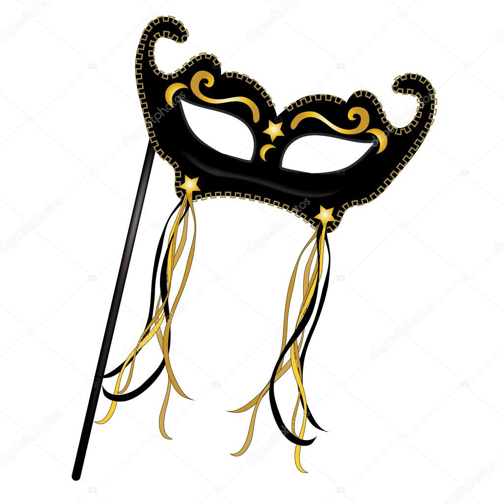 Clip Art Illustration of a Mardi Gras Mask
