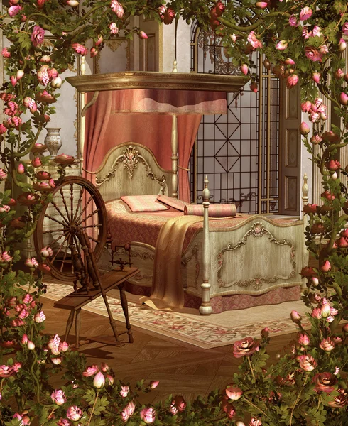 Спальня спящей красавицы — стоковое фото
