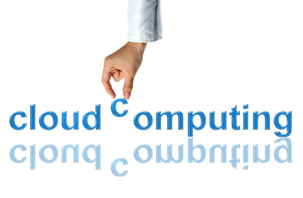 Concept d'informatique en nuage - partage et communication de données à l "échelle mondiale — Photo
