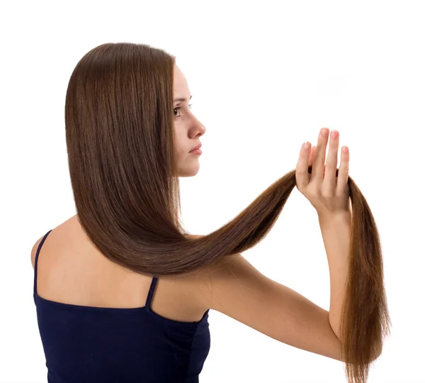 Gyönyörű fiatal nő hosszú hajjal — Stock Fotó