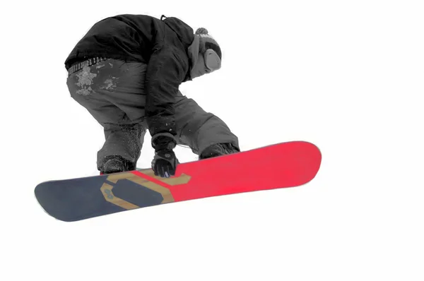 Snowboarder geïsoleerd op witte achtergrond — Stockfoto