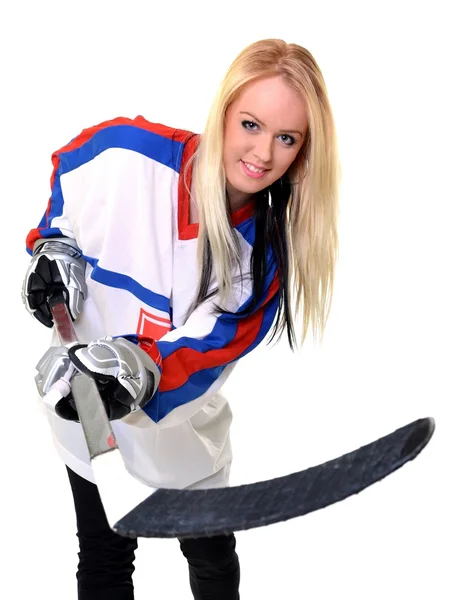 Жінка хокеїст — стокове фото