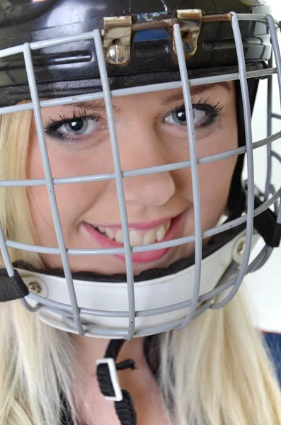 Jugadora de hockey mujer —  Fotos de Stock