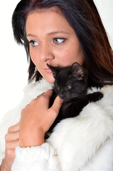 Happy woman with cat