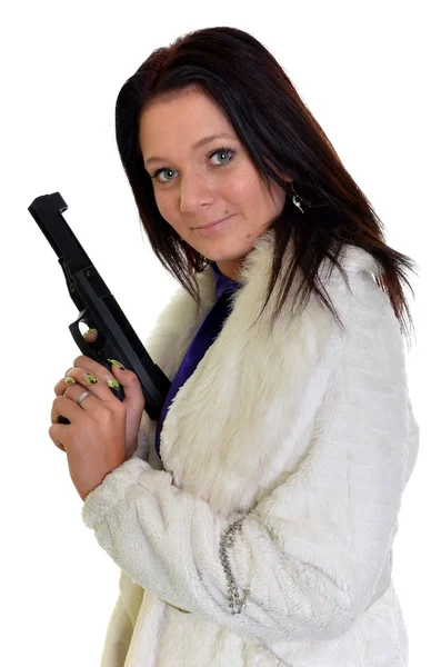 Femme avec pistolet — Photo