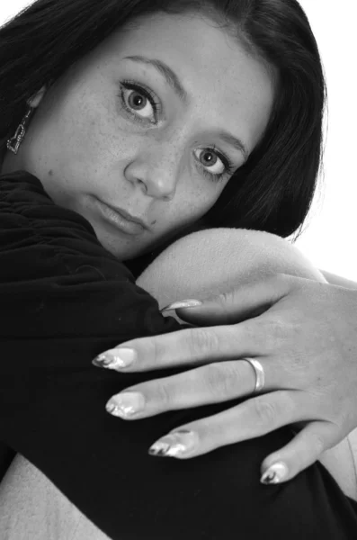 Fiatal Fekete hajú nő szépség portré, stúdió felvétel — Stock Fotó
