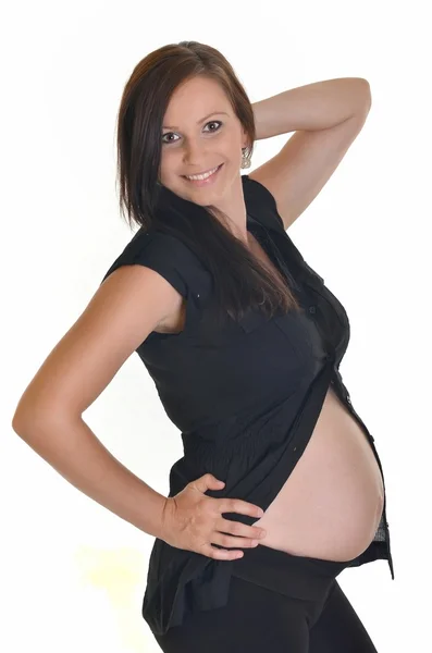 하얀 배경에 고립 된 임신 한 여자 — 스톡 사진