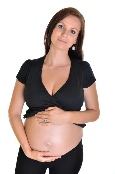 Gravid kvinna isolerad på vit bakgrund — Stockfoto