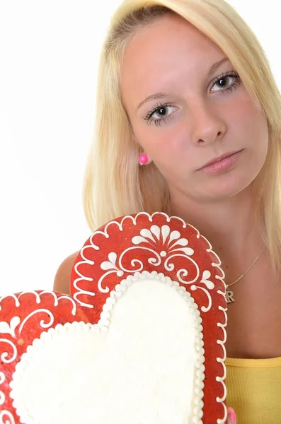 Blonde with gingerbread — Stock Photo, Image