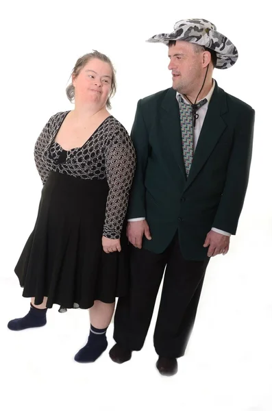 Down syndrome love couple isolated — Stock Photo, Image