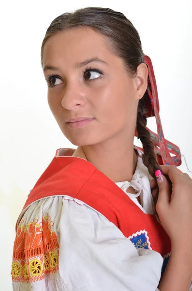 Uma imagem de uma mulher eslovaca tradicional — Fotografia de Stock