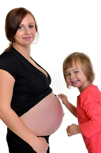 Baba festés terhes nő — Stock Fotó