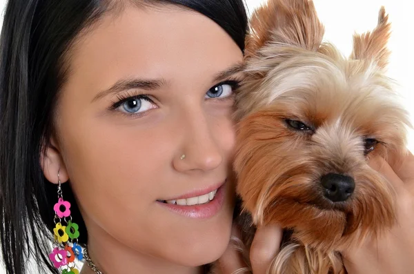 Девушка с собакой — стоковое фото