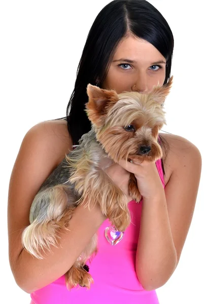 Chica con un perro — Foto de Stock