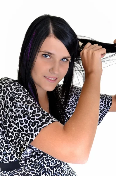 Pretty woman with scissors — Stock Photo, Image