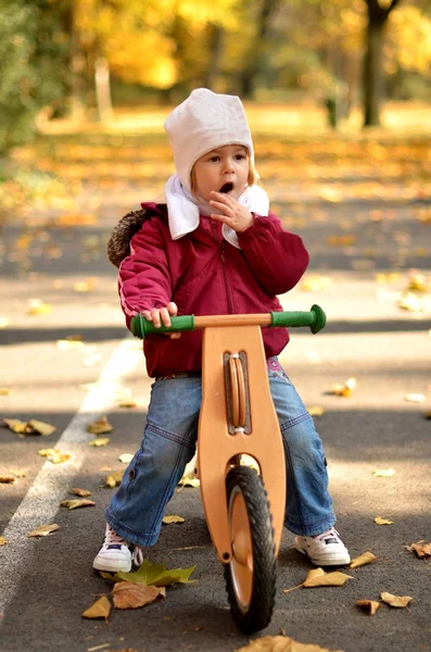 Baby i en park på hösten — Stockfoto