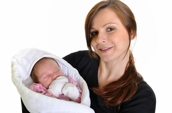 Zdjęcie szczęśliwej matki z dzieckiem na białym tle — Zdjęcie stockowe