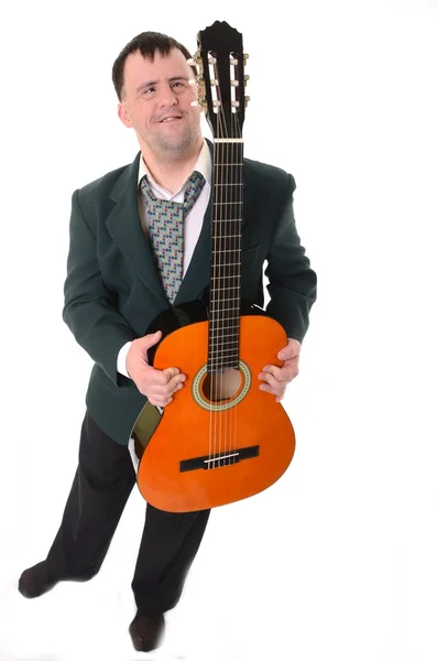 ダウン症候群ギターを持つ男 — ストック写真