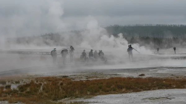 Yellowstone fotoğrafçılar sis öğleden sonra