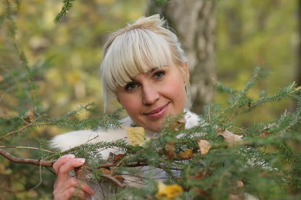 Girl with spruce — Stock Photo, Image