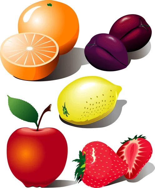 Conjunto de frutas vectoriales — Vector de stock
