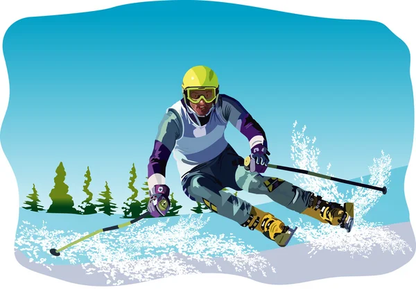 Skiing vector — Stock Vector