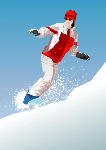 Snowboardåkare vektor — Stock vektor