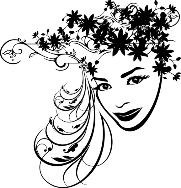 Vecteur floral visage — Image vectorielle
