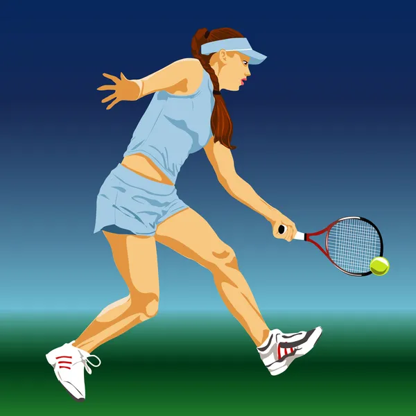 Mujer jugando tenis — Vector de stock