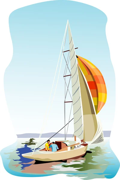 Sail boat vector — Stock Vector
