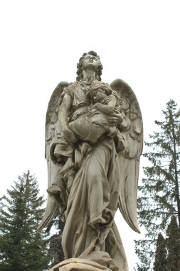 Sculpture of an angel with a child