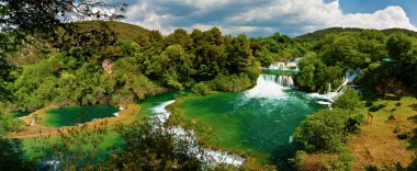 Panorama of waterfalls in Krka National Park, Croatia clipart