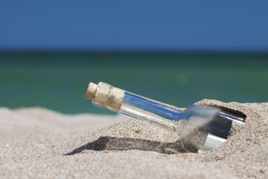 Message in a bottle with sea and the horizon clipart