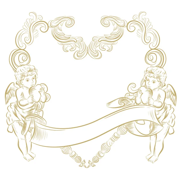 Romantique carte des anges d'or — Image vectorielle