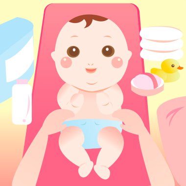 Baby changing diaper clipart