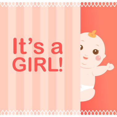 It's a girl baby card clipart