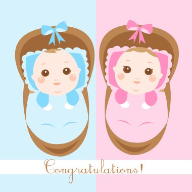 Cute new born babies shower card clipart