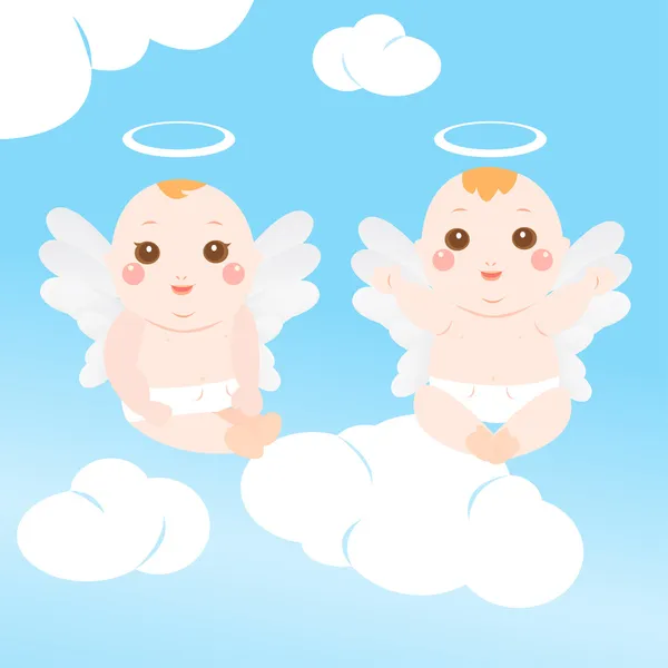 Two baby angel — Stock Vector