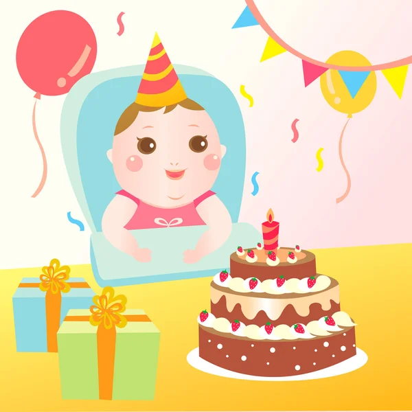 Симпатичный малыш празднует день рождения — стоковый вектор