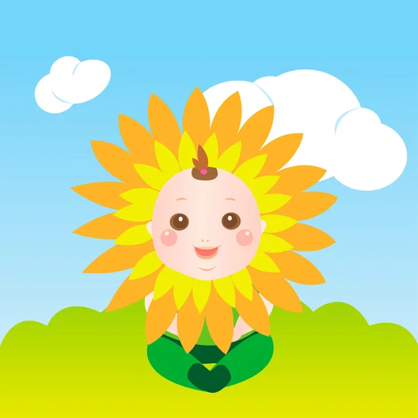 Cute sunflower baby — Stock Vector