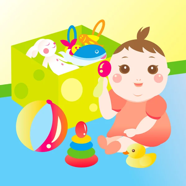 Bonito bebê jogando brinquedo — Vetor de Stock