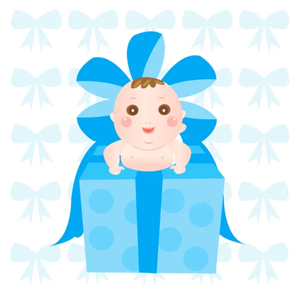 Baby on the present box — Stock Vector