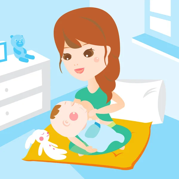 Madre lactante bebé — Vector de stock