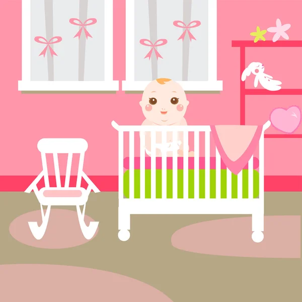 Quarto rosa bebê — Vetor de Stock