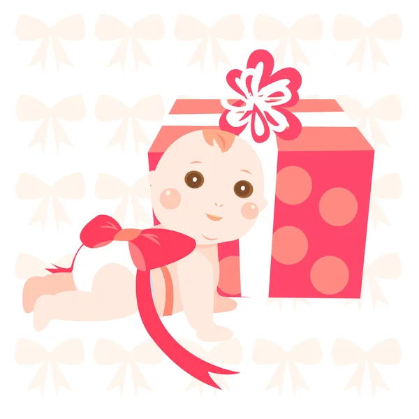 Baby with pink ribbon — Stock Vector