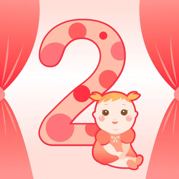 Carte bébé de deux ans — Image vectorielle